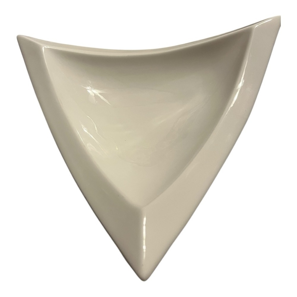 Storehouse white ceramic concave triangle bowl contemporary minimalist display